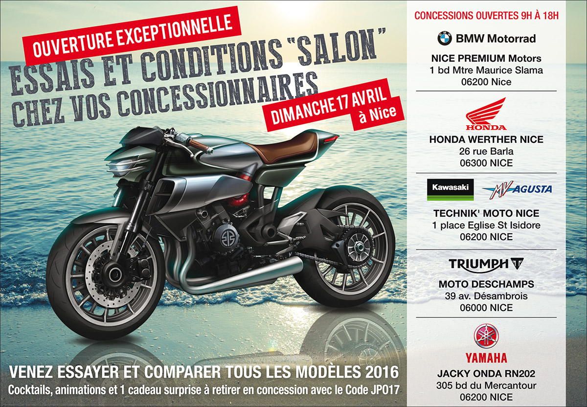 Ouverture exceptionnelle conditions salon Dimanche 17 Avril chez Honda Werther Nice